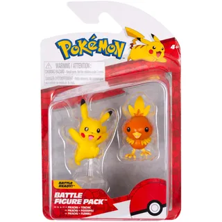 Pokémon Battle Figuren Pack: Pikachu und Flemmli, 2 detaillierte Figuren