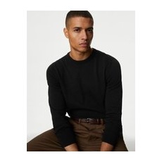 Mens M&S Collection Pullover aus reiner Baumwolle mit Rundhalsausschnitt - Black, Black, XXXL