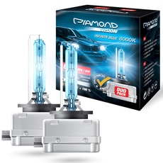 Diamond Vision 2x D1S 85V 35W | Xenon Look | Zugelassen & eintragungsfrei | Halogen KFZ Autolampen | 8000k Super Ultra White | HID Bi | Nightbreaker | E-Prüfzeichen | PK32d-2
