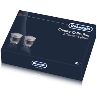 De'Longhi Delonghi 5513296661 Creamy Collection doppelwandige Thermo-Cappuccino-Gläser, 6 Stück, Borosilikatglas, farblos, (1er Pack), 6