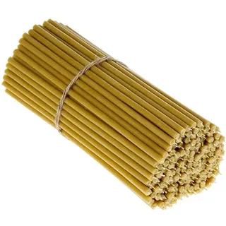 Danilovo Ritual Kerzen 100% Bienenwachs (Gelb) - Orthodoxe Kerzen für Gebet Tischdeko Hochzeit - Ungiftig, Ruß - Tropffrei, Nachhaltige Produkte, N40, Höhe: 26,5 cm, Ø 7,15 mm (200 stück)