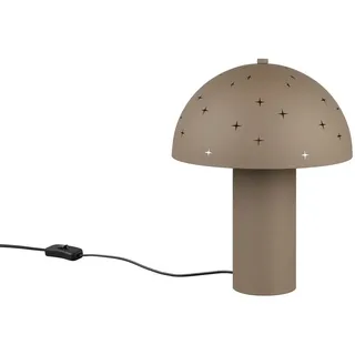 Tischlampe Taupe Schlafzimmer Metall Sterne 32,5 cm E14 Pilz Nachttisch Leuchte