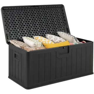 COSTWAY Gartenbox 378 L, Auflagenbox Wasserdicht für Garten mit Abschließbarem Deckel, Aufbewahrungsbox für Kissen & Gartengeräte, Kissenbox Outdoor für Terrasse, Balkon, Garten (Schwarz)