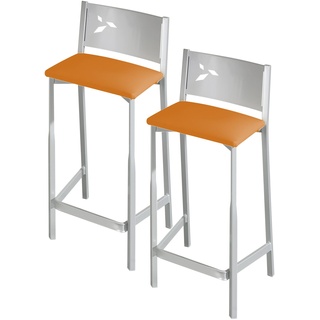 ASTIMESA TAACBL Zwei Hocker, Küchensitz, 60 cm, Kunstleder, Orange