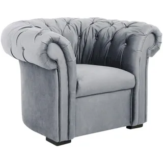 Mid.you Chesterfield-Sessel , Grau , Textil , Buche , vollmassiv , 114x78x91 cm , Made in Eu , Wohnzimmer, Sessel, Polstersessel