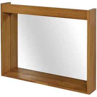 MCW Teak-Wandspiegel Braun , Holz , 100x77x14 cm , Spiegel, Wandspiegel