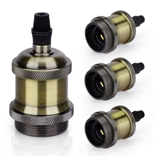 Aigostar E27 Vintage Edison Lampenfassung, Kupfer Lampe Halter, Fassung Vintage Lampensockel Deckenfassung Sockel, Bronze, 4 Stück