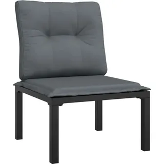 vidaXL Gartenstuhl 55 x 62 x 68 cm schwarz/grau mit Kissen