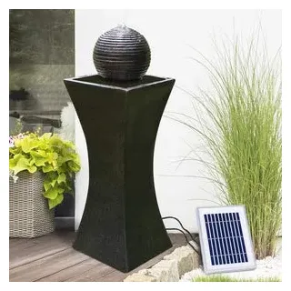 Gartenbrunnen Solarbrunnen ELEGANTIA Brunnen Vogelbad Wasserfall, Gartendeko mit Pumpe, Wasserspiel für Garten Terrasse, Balkon, Sehr Dekorativ, Led-Licht-Gartenleuchte