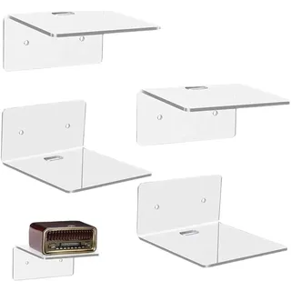 YIPFEN 4 Stück Regale für Wände, Wandboard Transparent, Kleines Wandregal, 10 cm Transparent Acryl Regal Wand, Dekorative Wandregale für Wohnzimmer, Badezimmer, Küche, Schlafzimmer