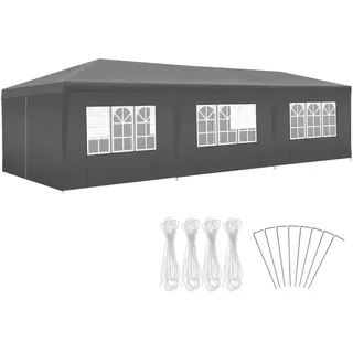 Tectake Pavillon Miramas 9 x 3 m inkl. 8 Seitenteile Grau