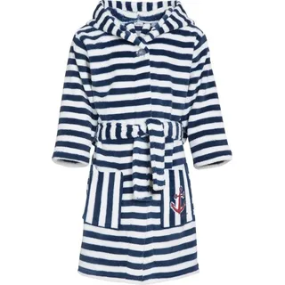 Playshoes Fleece-Bademantel Ringel maritim in Marine/weiß | Gr.: 146/152