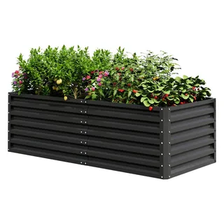 UDPATIO Hochbeet aus Metall,180x60x90 cm, Zink-Aluminium Freistehendes Hochbeete für Garten und Balkon, 970 L Pflanzkasten für Garten, zum Anbau von Gemüse, Blumen und Obst, Grauschwarz