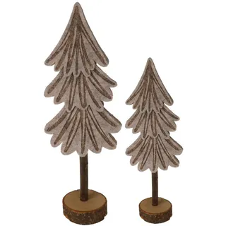 Mobili Rebecca Weihnachtsbäume Set, 2 pieces Grau 6/13/39 cm , Naturmaterialen , 6x39x13 cm , Dekoration, Weihnachtsdekoration