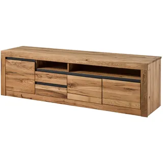 MASSIVMOEBEL24.DE TV-Board Wild-/ Zerreiche 185x45x55 Eiche natur geölt MONTREUX #130