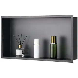 Vevor Duschnische, 10,16x33,02x63,5 cm große Wandnische, Seifen- und Shampoo-Aufbewahrungsorganizer aus Edelstahl, langlebig und einfach zu installieren, schwarz für Badezimmer
