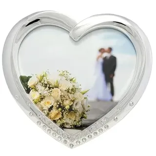 DRW Fotorahmen Herz aus Metall, silberfarben, 10 x 10 cm