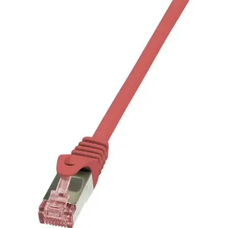 Logilink CQ2024S RJ45 Netzwerkkabel, Patchkabel CAT 6 S/FTP 0.50 m Rot Flammwidrig, mit Rastnasenschutz
