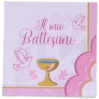 Graziano, Papierservietten zur Taufe, Rosa, Packung mit 20 Servietten, Format 33 x 33 cm, Süßigkeiten-Buffet Party