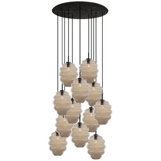 s.luce Galerieleuchte Echos 12-flammig Klar Ø 25cm , Klar, Schwarz , Glas , Oval , E27 , 25x28x25 cm , Lampen & Leuchten, Innenbeleuchtung, Hängeleuchten, Pendelleuchten