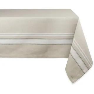 DII Französische Streifen Tischkollektion – Tischwäsche im Landhausstil für den Esstisch, 152,4 x 264,2 cm, Taupe/Weiß