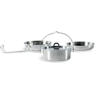 Tatonka Camp Set Regular (3-teilig) - Camping-Kochgeschirr aus Edelstahl - Bestehend aus Pfanne, Schale und Topf mit Deckel (0,6L) - Inklusive Transportbeutel