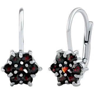 SILVEGO Damen Ohrringe FLORET aus 925 Sterling Silber mit echten Granaten aus Tschechien