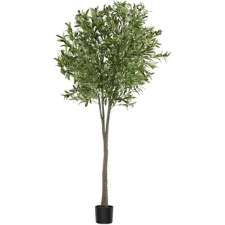 tectake Künstlicher Olivenbaum Oleand, stabiler Kunststoff Blumentopf, grün , Grün , 210 cm , Dekoration, Blumen & Blumentöpfe, Kunstpflanzen