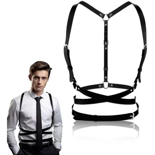 Punk Taillengürtel,Gothic Gürtel - Damen Punk Waist Harness Belt, Körperlänge Anpassbarer Body,Punk Leder Damen Leder GürtelSchwarz Verstellbare für -Chain für Halloween, Karneval & Festivals
