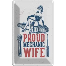 Blechschild 20x30 cm - Pinup Proud mechanic wife