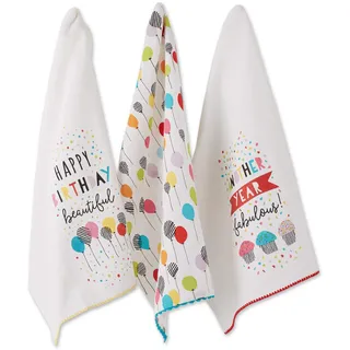 DII Happy Birthday Collection Küche, Baumwolle, Herzlichen Glückwunsch zum Geburtstag, Dishtowel Set, 3