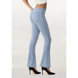 Jeggings BUFFALO, Damen, Gr. 38, N-Gr, blau (hellblau, jeans), Strick, Obermaterial: 69% Baumwolle, 21% Polyester, 8% Viskose, 2% Elasthan, unifarben, Hosen Jeggings, mit ausgestelltem Bein