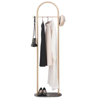 Cre Cra Marmor Kleiderständer,Garderobenständer,Kleiderstange,Eckgarderobe,Ständermantel Rad Gold Runde Rohr Kleidung Rack Kleidungsständer,kleiner Kleiderständer metall(Size:50x30x170CM,Golden)