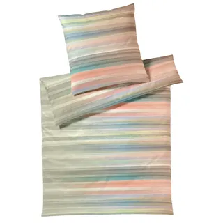 ELEGANTE Mako-Jersey-Bettwäsche-Garnitur Swoosh Farbe Pistazie Größe 135x200+80x80 - grün