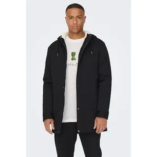 Parka ONLY & SONS "ONSALEXANDER LIFE PARKA OTW VD", Herren, Gr. S, schwarz, Web, Obermaterial: 100% Polyester, unifarben, regular fit Po-bedeckend, gerader Abschluss, Jacken Parka, Polyester, regular fit
