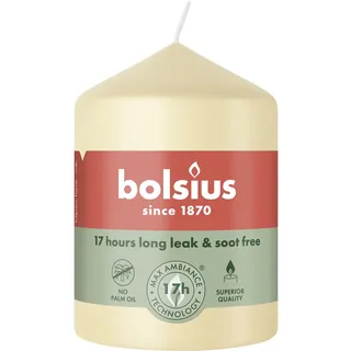 Bolsius - Essentials - Stumpenkerze - beige - 8cm - 6 Stück - Länge brenndauer 17 stunden - Unparfümierte - Natürliches Pflanzenwachs - Ohne Palmöl