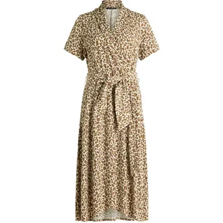 Midikleid BETTY BARCLAY "Midikleid mit Volant", Damen, Gr. 38, EURO, beige (beige, khaki), Obermaterial: 94% Polyester PES. 6% Elasthan EL., Kleider Midikleid