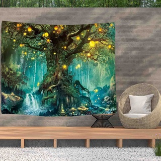 Ulticool – Märchen Elf Baum Zauberwald Natur - Wandteppich Poster - 200x150 cm - Gartenposter - Wandteppich groß – Dekoration Zubehörteil für Garten und Wohnzimmer