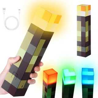 Ruioomeep Lampe Fackel Wandlampe 4 Farben, USB wiederaufladbar für Nachttischlampe, Lampe Fackel Leuchtende Wandlampe Nachtlampe, 28cm Hand Wandhalterung Beleuchtung Geschenke für Kinder