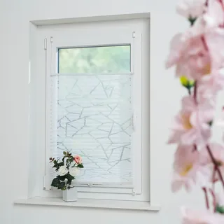 Plissee LIEDECO "Ausbrenner Grafik" Gr. 10, weiß (weiß, weiß), B:70cm H:130cm, Obermaterial: 95% Polyester, 5% sonstige Fasern, Plissees, Plissee