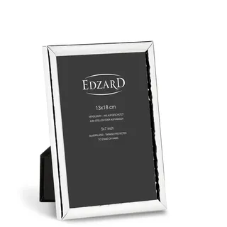 EDZARD Bilderrahmen Riga (Foto 13x18 cm) versilbert anlaufgeschützt | Silberrahmen für Fotos 13x18 cm, gehämmert, Samtrücken, 2 Aufhänger, zum Stellen und Hängen, Fotorahmen, Geschenk Hochzeit