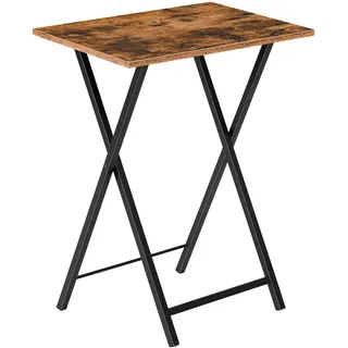 HOOBRO Beistelltisch, Klappbar Tablett Tisch, Sofatisch, TV Tray im Industriestil, Einfach Montierbar, Dunkelbraun und Schwarz EBF15BZ01