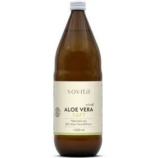 sovita Aloe Vera Saft BIO naturtrüb | 99,8 % Aloe Vera aus dem Blattgel der Aloe barbadensis | Ohne Konservierungsstoffe & künstliche Zusätze | Vegan & naturbelassen | 1 Liter Glasflasche