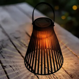 Solar Laterne in Trichterform - ca. 23x20 cm - aus Kunststoff in schwarz