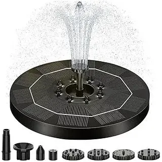 Solar Springbrunnen mit LED Licht, 2025 Upgrade 3W Solar Teichpumpe mit 1500mAh Akku, 6 Düse Solar Wasserpumpe, Solar Schwimmender Fontäne Pumpe für Garten, Teich, Vogel-Bad