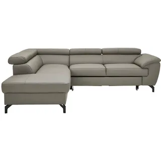 Celina Home Ecksofa , Schlammfarben , Textil, Leder , Kombination Echtleder/Lederlook , Rindleder , Ottomane links, L-Form , 256x220 cm , Made in Eu , Fußauswahl, Lederauswahl, Stoffauswahl, seitenverkehrt erhältlich, Hocker erhältlich, Rücken echt , Wohnzimmer, Sofas & Couches, Wohnlandschaften, Ecksofas mit Schlaffunktion