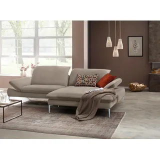 W.Schillig Ecksofa »enjoy&MORE, mit tollem Sitzkomfort, elegant und bequem, L-Form« mit Sitztiefenverstellung, Füße silber matt, Breite 294 cm braun (stone Z59: Leder- (29492230-0)
