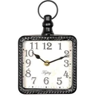TRYLTRY Kleine Retro-Wanduhr, rechteckig, batteriebetrieben, leise, Schwarze Vintage-Dekor-Wanduhren, antiker Alter Design-Stil, für Bauernhaus, Küche, Schlafzimmer, Badezimmer, schwarzes Rechteck..