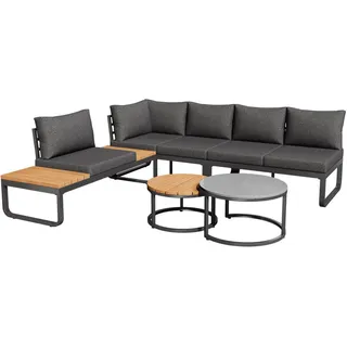 Modfu Gartenmöbel 123.5x58x66cm grau aus Eisen und mit Tischen , Grau , Metall , Gartenmöbel, Gartengarnituren, Gartenmöbel-Sets