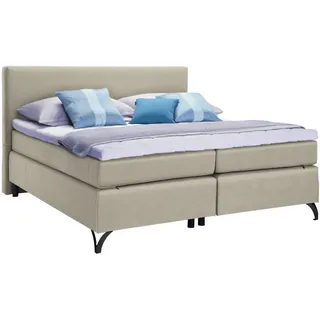 Esposa Boxspringbett , Beige , Textil , H2 + H3 , 7-Zonen , 160x200 cm , Federkernmatratze, Stoffauswahl, Topper durchgehend, in verschiedenen Größen erhältlich , Schlafzimmer, Betten, Boxspringbetten